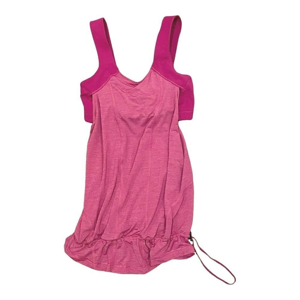 Lululemon Run For Your Life Yoga Tank Top Layered Tank Built-in Bra Drawstring 4
